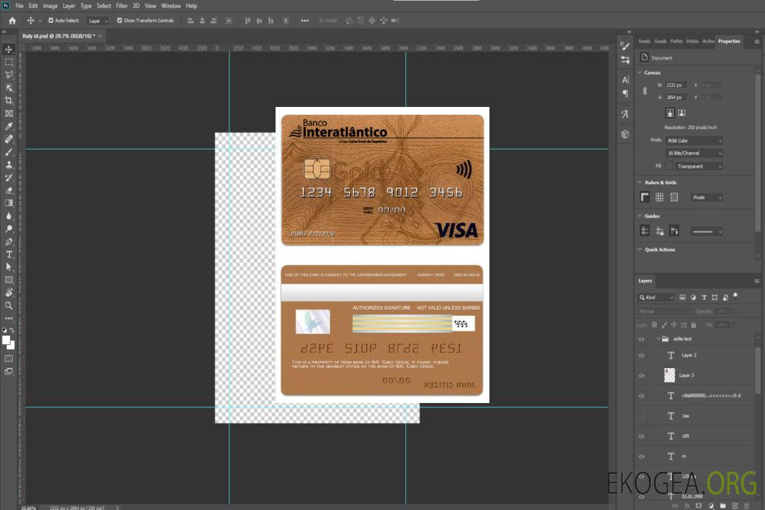 Carte Visa Gold de la banque Cabo Verde Banco Interatiantico template Carte Visa Gold de la banque Cabo Verde Banco Interatiantico template